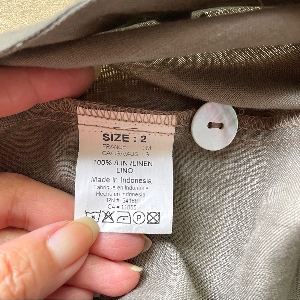 Animale Taupey Gray 100% Linen High Rise Wide Leg Cropped Pants - M - Picture 6 of 10